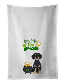 NEW Black and Cream Dachshund St. Patrick's Day Kitchen Towel Set of 2 White Dish Towels Decorative Bathroom Hand towel for Hand, Face, Hair, Yoga