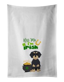 NEW Wirehair Black and Cream Dachshund St. Patrick's Day Kitchen Towel Set of 2 White Dish Towels Decorative Bathroom Hand towel for Hand, Face, Hair