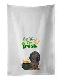 NEW Longhair Blue and Tan Dapple Dachshund St. Patrick's Day Kitchen Towel Set of 2 White Dish Towels Decorative Bathroom Hand towel for Hand, Face