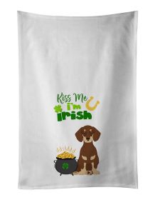 NEW Chocolate and Cream Dachshund St. Patrick's Day Kitchen Towel Set of 2 White Dish Towels Decorative Bathroom Hand towel for Hand, Face, Hair, Yoga