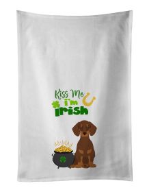 NEW Chocolate and Tan Dachshund St. Patrick's Day Kitchen Towel Set of 2 White Dish Towels Decorative Bathroom Hand towel for Hand, Face, Hair, Yoga