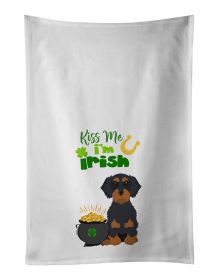 NEW Wirehair Black and Tan Dachshund St. Patrick's Day Kitchen Towel Set of 2 White Dish Towels Decorative Bathroom Hand towel for Hand, Face, Hair