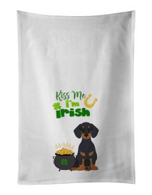 NEW Black and Tan Dachshund St. Patrick's Day Kitchen Towel Set of 2 White Dish Towels Decorative Bathroom Hand towel for Hand, Face, Hair, Yoga, Tea