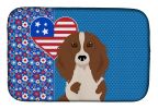 Longhair Red Pedbald Dachshund USA American Dish Drying Mat Absorbent Dish Drying Mat Pad for Kitchen Counter Dish Drainer Mat for Countertop