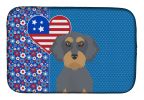 Wirehair Blue and Tan Dachshund USA American Dish Drying Mat Absorbent Dish Drying Mat Pad for Kitchen Counter Dish Drainer Mat for Countertop