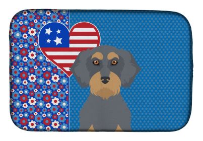 Wirehair Blue and Tan Dachshund USA American Dish Drying Mat Absorbent Dish Drying Mat Pad for Kitchen Counter Dish Drainer Mat for Countertop