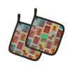 Lots of Red Dachshund Pair of Pot Holders Kitchen Heat Resistant Pot Holders Sets Oven Hot Pads for Cooking Baking BBQ, 7 1/2 x 7 1/2