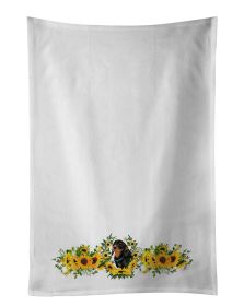 NEW Black and Tan Dachshund in Sunflowers Kitchen Towel Set of 2 White Dish Towels Decorative Bathroom Hand towel for Hand, Face, Hair, Yoga, Tea
