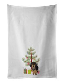 Dachshund Black and Tan #4 Christmas Kitchen Towel Set of 2 White Dish Towels Decorative Bathroom Hand towel for Hand, Face, Hair, Yoga, Tea