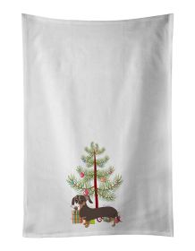 NEW Dachshund Chocolate and Tan Christmas Kitchen Towel Set of 2 White Dish Towels Decorative Bathroom Hand towel for Hand, Face, Hair, Yoga, Tea