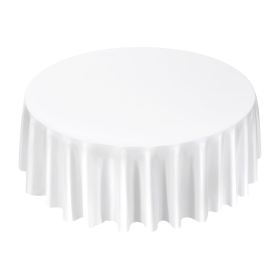 VEVOR White Round Tablecloths 2 Pack, 120 Inches in Diameter, Stain- & Wrinkle- Resistant, Machine Washable Table Clothes, Polyester Fabric Table Cove