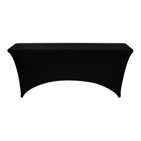 VEVOR 6 Pack Table Cloth for 6FT Rectangular Fitted Events, Wrinkle-Resistant Stretch Black Table Covers, Washable Spandex Tablecloth Protector, for P