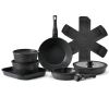 VEVOR 17 Piece Pots and Pans Set, Granite Nonstick Detachable Handle Cookware, Space Saving Induction Cookwares, Kitchen RV Cooking Sets with Frying,