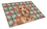 Wirehaired Red Dachshund Christmas PoinsettIas Glass Cutting Board Decorative Tempered Glass Kitchen Cutting and Serving Board Large Size Chopping Boa
