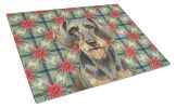 Wirehaired Wild Boar Dachshund Christmas PoinsettIas Glass Cutting Board Decorative Tempered Glass Kitchen Cutting and Serving Board Large Size Choppi