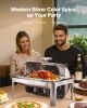 VEVOR Roll Top Chafing Dish Buffet Complete Set, 9 Qt 1 Pack Stainless Steel Chafer with 2 Half Size Pans, Rectangle Catering Warmer Server with Visib