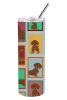 Lots of Chocolate and Tan Dachshund Stainless Steel Skinny Tumbler Vacuum Double Walled Reusable Insulated Tumbler Travel Cup for Coffee Cocktails Gif