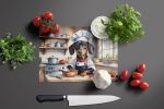 Dachshund The Chef Glass Cutting Board Decorative Tempered Glass Kitchen Cutting and Serving Board Large Size Chopping Board