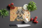 Wirehaired Wild Boar Dachshund Heirloom Fall Glass Cutting Board Decorative Tempered Glass Kitchen Cutting and Serving Board Large Size Chopping Board