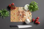 Red Brown Dachshund Heirloom Fall Glass Cutting Board Decorative Tempered Glass Kitchen Cutting and Serving Board Large Size Chopping Board