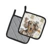 Dapple Dachshund Coffee Bar Pair of Pot Holders Pair 7.5x7.5 Quilted Insulated Hot Pads Decorative Kitchen Gift Made in USA