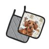 Wirehaired Red Dachshund Coffee Bar Pair of Pot Holders Pair 7.5x7.5 Quilted Insulated Hot Pads Decorative Kitchen Gift Made in USA