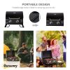 2 Burner Propane Gas Grill Portable Tabletop BBQ with Foldable Legs Lid Thermometer for Camping Black