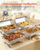 VEVOR Rectangle Chafing Dish, 9 Qt 4 Pack Stainless Steel Chafing Dish, Food Warmer Chafer Complete Set with Hollow Handle, 2 Food Tongs, Lid, Fuel Ho