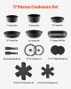 VEVOR 17 Piece Pots and Pans Set, Granite Nonstick Detachable Handle Cookware, Space Saving Induction Cookwares, Kitchen RV Cooking Sets with Frying,