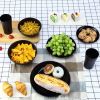 Black Dinnerware Set for 4, 16 Pack Plastic BPA-Free Dinner Plates, Salad Plates, Cereal Bowls, Cups, Unbreakable Plates and Bowls Sets, Microwave and