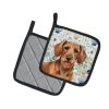 Wirehaired Red Dachshund Coastal Sea Glass Pair of Pot Holders Pair 7.5x7.5 Quilted Insulated Hot Pads Decorative Kitchen Gift Made in USA