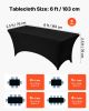 VEVOR 3 Pack Table Cloth for 6FT Rectangular Fitted Events, Wrinkle-Resistant Stretch Black Table Covers, Washable Spandex Tablecloth Protector, for P