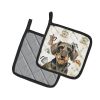 Wirehaired Wild Boar Dachshund Coffee Bar Pair of Pot Holders Pair 7.5x7.5 Quilted Insulated Hot Pads Decorative Kitchen Gift Made in USA