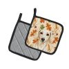 Cream Dachshund Heirloom Fall Pair of Pot Holders Pair 7.5x7.5 Quilted Insulated Hot Pads Decorative Kitchen Gift Made in USA