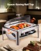 VEVOR Roll Top Chafing Dish Buffet Complete Set, 9 Qt 1 Pack Stainless Steel Chafer with 2 Half Size Pans, Rectangle Catering Warmer Server with Visib