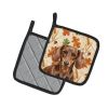 Chocolate and Tan Dachshund Heirloom Fall Pair of Pot Holders Pair 7.5x7.5 Quilted Insulated Hot Pads Decorative Kitchen Gift Made in USA