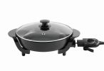 12" Round Ceramic Skillet, Black,Nonstick, 1200W, Removable Temp Control, Dishwasher Safe