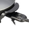 12" Round Ceramic Skillet, Black,Nonstick, 1200W, Removable Temp Control, Dishwasher Safe