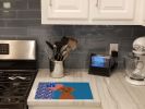 Red Dachshund USA American Glass Cutting Board Decorative Tempered Glass Kitchen Cutting and Serving Board Large Size Chopping Board