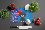 Black and Cream Dachshund USA American Glass Cutting Board Decorative Tempered Glass Kitchen Cutting and Serving Board Large Size Chopping Board
