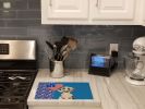 Cream Dapple Dachshund USA American Glass Cutting Board Decorative Tempered Glass Kitchen Cutting and Serving Board Large Size Chopping Board
