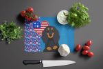 Longhair Black and Tan Dachshund USA American Glass Cutting Board Decorative Tempered Glass Kitchen Cutting and Serving Board Large Size Chopping Boar