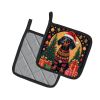 Black and Tan Dachshund Christmas Pair of Pot Holders Kitchen Heat Resistant Pot Holders Sets Oven Hot Pads for Cooking Baking BBQ, 7 1/2 x 7 1/2