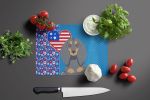 Longhair Blue and Tan Dachshund USA American Glass Cutting Board Decorative Tempered Glass Kitchen Cutting and Serving Board Large Size Chopping Board