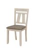 6pc Cottage Style Extendable Dining Table Set Chalk Gray Tow Tone Finish Upholstered Chair Bench Dining Room Wooden Furniture Two Self-Storing Refecto