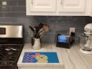 Longhair Cream Dachshund USA American Glass Cutting Board Decorative Tempered Glass Kitchen Cutting and Serving Board Large Size Chopping Board