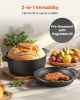 VEVOR Cast Iron Dutch Oven, 2-in-1 Pre-Seasoned Pot with Skillet Lid, 5QT Cookware Pan with Proofing Basket, Bread Baking Accessories, Bread-Oven Comp
