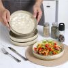 Pasta Bowls, 8.25'' Large Bowl Sets of 4, Stoneware Round Shallow Dinner Plates for Meal, Ceramic Salad Serving Plate for Cereal, Soup, Dishwasher & M