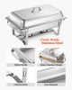 VEVOR Rectangle Chafing Dish, 9 Qt 4 Pack Stainless Steel Chafing Dish, Food Warmer Chafer Complete Set with Hollow Handle, 2 Food Tongs, Lid, Fuel Ho