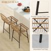 Rattan Counter Bar Stools Set of 2, 26" Counter Height Barstools with Back, Bar Chairs for Kitchen Island, Brown